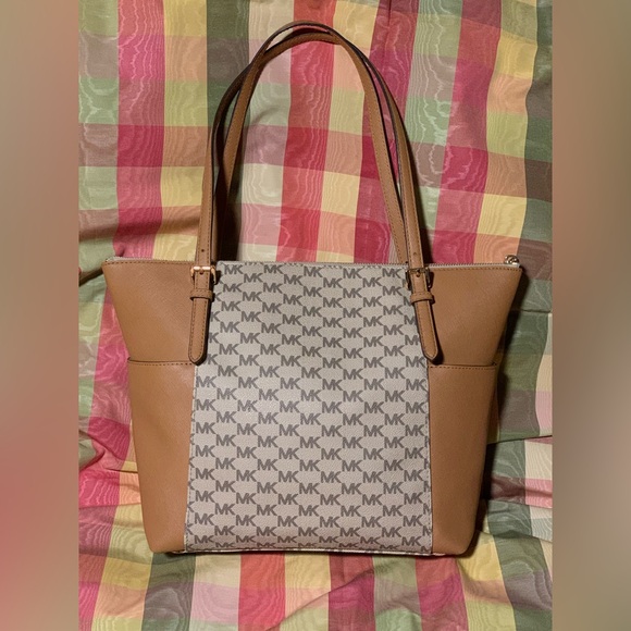 Michael Kors Charlotte Tan and Brown Tote Bag - Picture 2 of 6